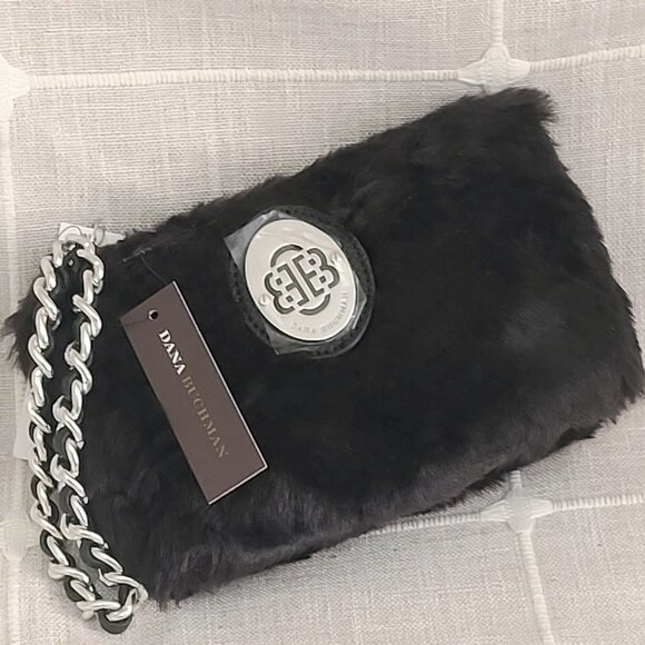 Faux Fur Wristlet Purse by Designer Dana Buchman Color: Black NWT - Picture 2 of 7